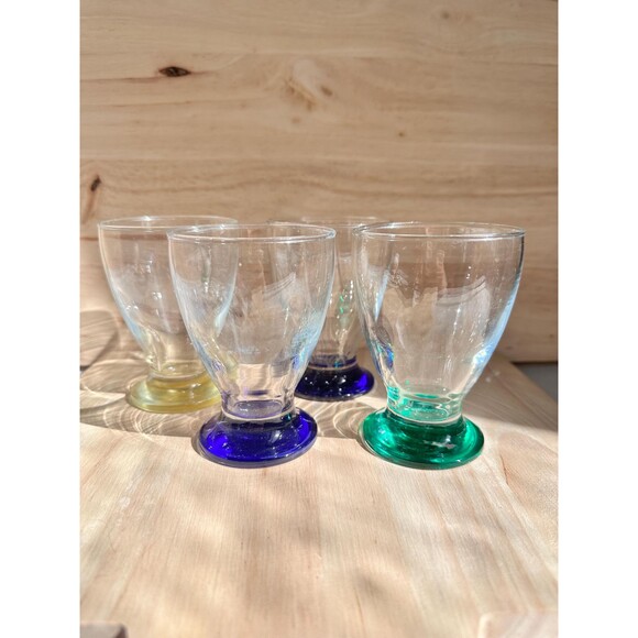 Cocktail Glasses Vintage Glasses, 4 Aperitif Glasses, Multicolor Base Glasses - Picture 1 of 4